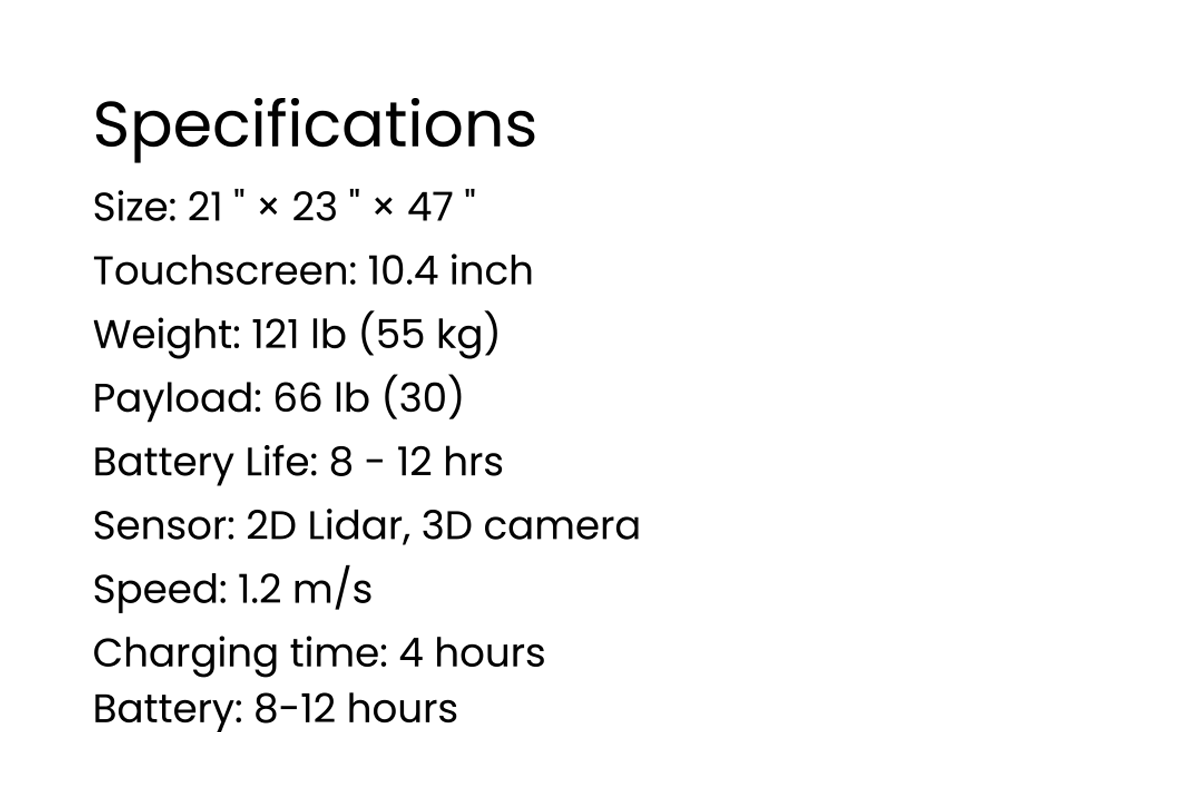 SERVI PLUS food service robot description and specifications