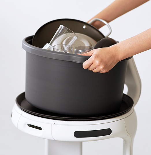 SERVI food service robots employed for bussing dishes from table